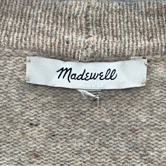 Madewell Women 100% Merino Wool Beige Chunky V-Neck Fall Cardigan Sweater Size L - Picture 2 of 9
